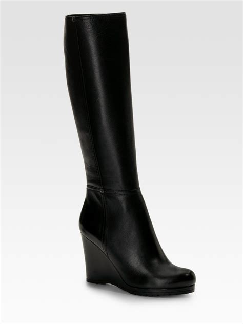 prada wedge black boots|prada black boots women's.